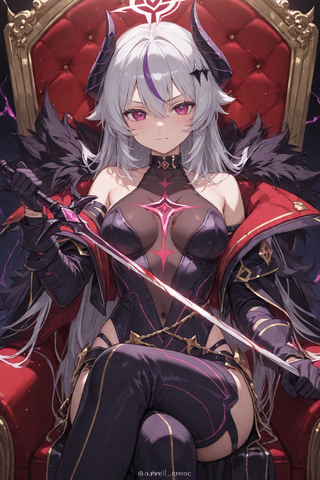 1 girl、Silver short hair、(Hollow, glowing red eyes)、Fantasy、witch、(Black and green outfit)、Aggressive design、Cape、Yellow decoration、accessories、Villain、(Magical Items)、whole body、Mysterious Forest、Wind Magic、Dark Magic、Dark Aura
