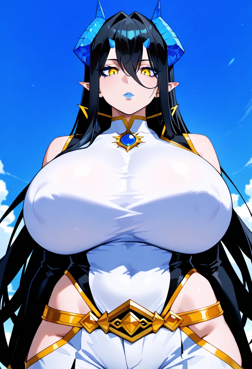 Shuz,1girl,solo,(hourglass body:1.3), (thin waist:1.3),(huge breasts:1.8),wide hips, (cleavage:1.3), nsfw, detailed dress, detailed background, beautifully detailed jewelry, covered nipples, pencil dress, milf, mommy