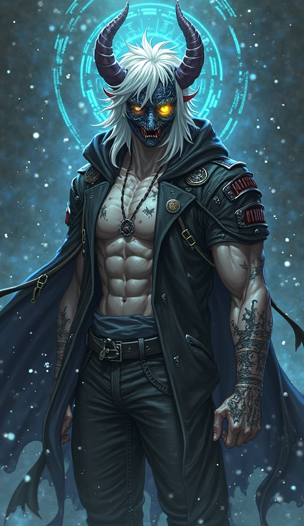 Blue fire skull mask, keep the hair