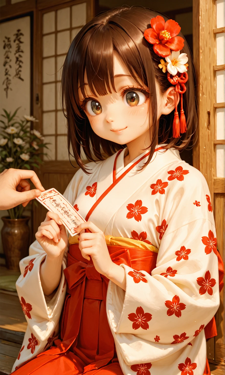 Allalin in kimono with chopsticks and a bowl of food, Happy!!!, in a kimono, zora々Shishi Japan of Girls, classy yukata clothing, Wearing kimono, Wearing a colorful yukata, wearing a haori, bathrobe, japanese kimono, Joyful look, sakimichan, Cute:2, traditional japanese, sakimichan hdri
