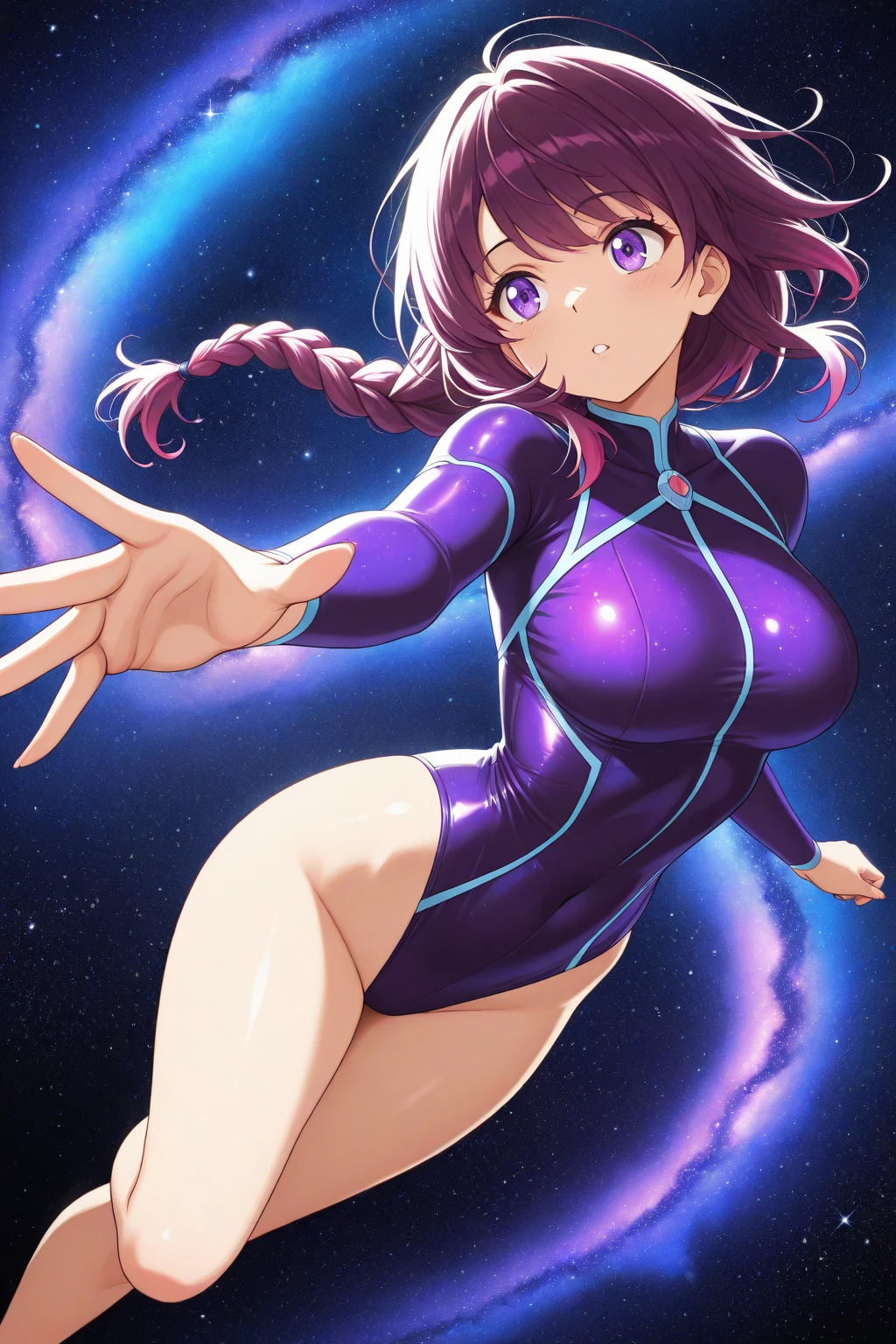 (Realistic:1.2),(Attractive lighting:1.2),(Detailed face),(masterpiece),(highest quality),(Super detailed),(4K, 8k, 16k, High resolution),
(One girl),(High resolution),(light blue eye color),very shiny 肌,
Shiny body,plastic glitter 肌,exaggerated shiny 肌,illuminated skin,
Asuka Kogawa,Fine glassy eyes,Hime Hair,Brown Hair,(Straight bangs),Very long hair,
teenager,(Huge breasts, Glamour:1.1),
Muscular abdomen,An athletic body, Muscular,An athletic body, Muscular, Mechanical Limbs,Ninja,shiny big buttocks,
visible muscles,An athletic body,Firm Abdomen,Long legs,Cleavage,erotic,Bold,Revealing clothing,
Invisible Light, Amazing shine, Neon pink glow, The colors of another world,Bright colors, 
Mechanical Limbs,Mechanical Arm,Camel Toe,erection of nipple,

Glossy pink bodysuit,Detailed shiny latex bodysuit,
nsfw, bewitching pose,
Conceited expression,Mischievous Smile,