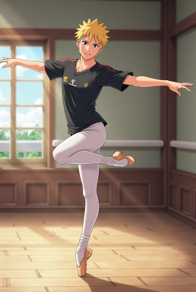 Anime boy in black leotard sitting on floor,Anime boy in white tights sitting on the floor, Anime boy with blonde tied hair, Strongest Pose, elegant floating pose, wearing leotard, dramatic floating pose, anime pose, relaxed poses, Cool pose, Leotard, strong pose, doing an elegant pose, pretty face with arms and legs, fully body pose, neutral pose, Poses variadas