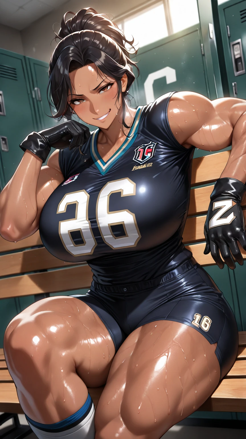 Squat with your legs apart,Emphasis on the crotch。Contemptuous eyes and firm expression (Glamorous photo of a dedicated female swimmer,Wearing a black competition swimsuit), (Strong expression and commitment to excellence:1.2), Inspired by fierce competition,(((milf)))