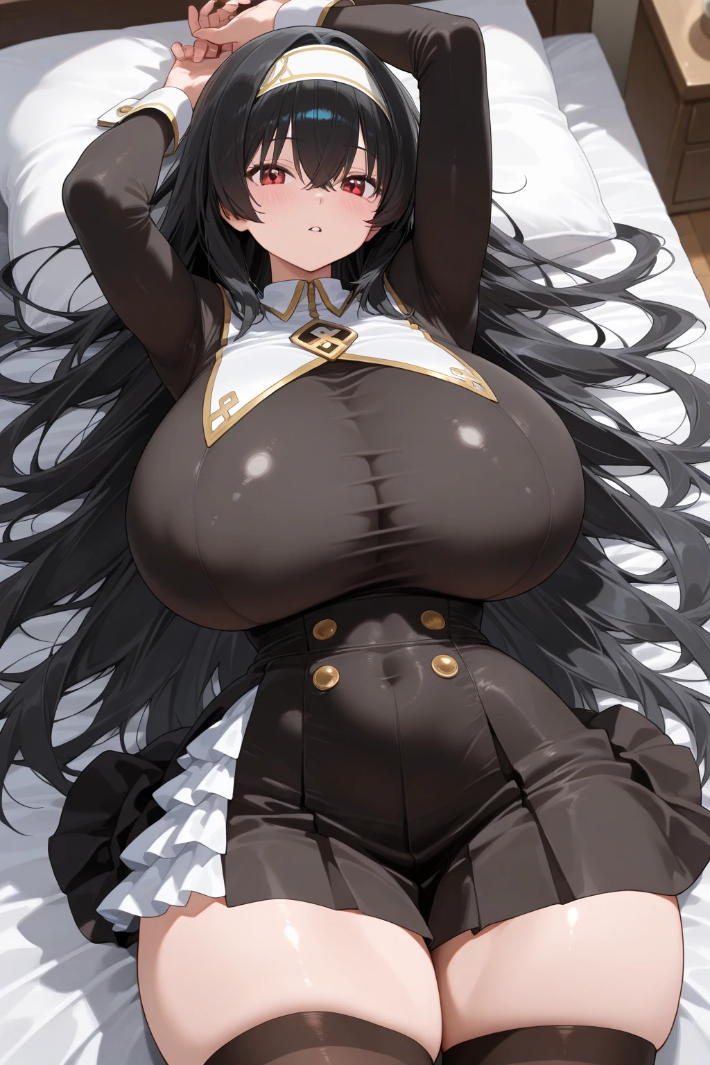 Cat-eared girl with very big tits exposes her nipples and pussy uncensored