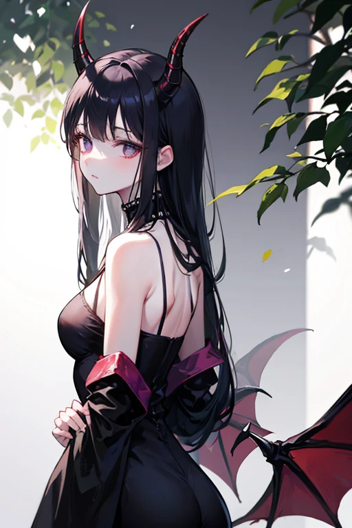 s0fth0rns,(8k,high resolution,masterpiece:1.2),actual,photo-actual:1.37,Demon girl with s0fth0rns,red corner,Beautiful and delicate eyes,Beautiful and delicate lips,Extremely detailed eyes and face,long eyelashes,Sexy long black hair,fiery red eyes,Wearing a dark flowing robe,Floating in a misty forest under the moonlight,Red eyes penetrate the darkness,The soft and ethereal light illuminates her graceful figure,Subtle shadows dance around her,Red roses surrounded by thorny vines,A sinister yet fascinating presence.,Depicted with dark and dramatic chiaroscuro lighting,Create an unforgettable and charming atmosphere,A clever fusion of traditional oil painting and digital art,Evoke a sense of mystery and seduction,Perfectly capturing the duality of beauty and darkness in the enchantress.