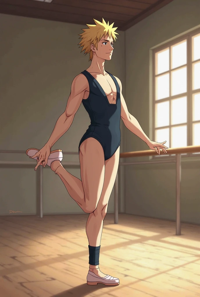 Anime boy in black leotard sitting on floor, Anime boy in white tights sitting on the floor, Anime boy with blonde tied hair sitting on the floor, Strongest Pose, elegant floating pose, wearing leotard, dramatic floating pose, anime pose, Beautiful Boys, Muscular men, relaxed poses, Cool pose, Leotard, strong pose, doing an elegant pose, pretty face with arms and legs, fully body pose, neutral pose, Poses variadas