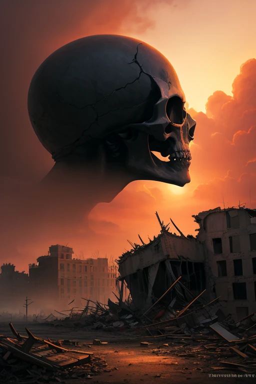 Create a skull-shaped band lead character, singing in a poppy field to an audience of zombies. Abstract art. (initial style: (cinematic, ultra-detailed, best quality, harsh lighting, illustration, 16k)), ((necromancer, medium shot, terrifying, complex),((dramatic)), ((Color Blast)), ((false color )), ((oil painting))), (final style), chaos 750, stylized 750