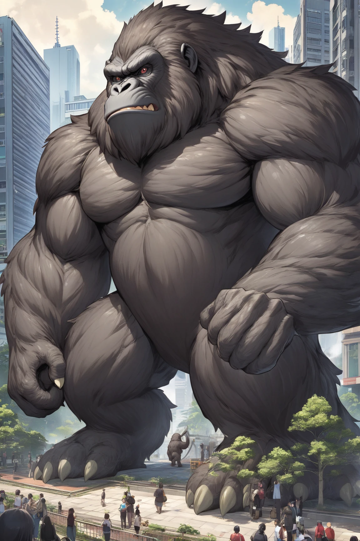 Hulking beast, gorilla-like, evil.