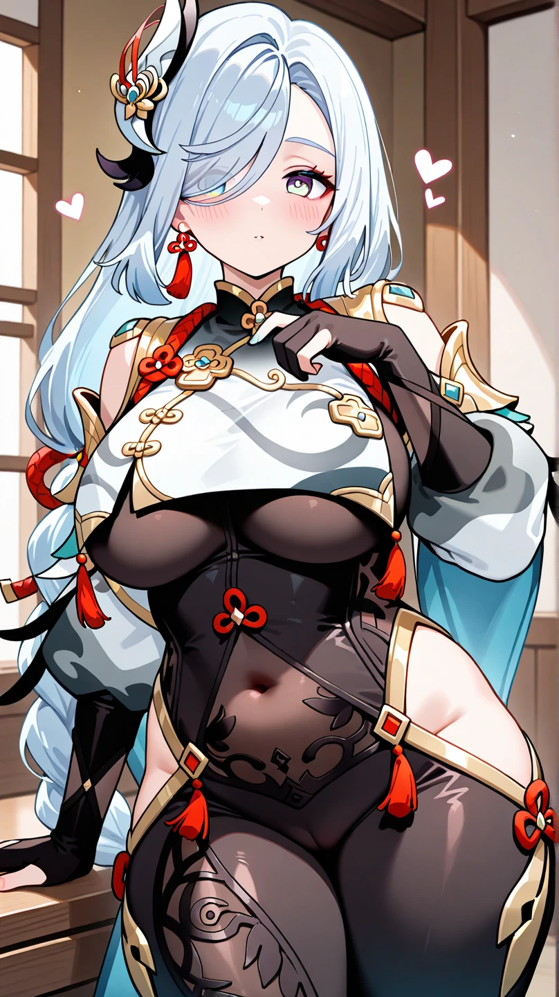 ((beautiful lighting, Best quality, 8K, Masterpiece: 1.3)), 1girl, Perfect body beauty, ((white hair)), (White dress: 1.4), (Indoor , night: 1.1), sexy pose (lie on the bed), Super Fine Face, Fine Eyes, Full body, naughty look, stocking