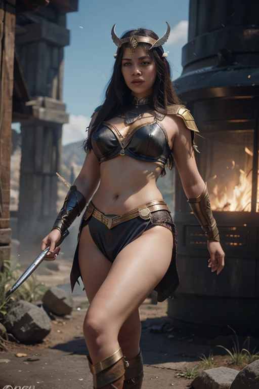 top-quality、masterpiece、超A high resolution、(Photorealsitic:1.4)、Raw photo、女の子1人、(heavy breasts)、glowy skin、(((detailed beautiful faces)))、With a beautiful sword and shield、(Gorgeous Silver Bikini Armor、(((Random hair))),(((Beautiful legs))),(Kobold、ogre、Fierce battle with orcs),(Colossal tits)、Seductive look、(Background of decaying dungeon ruins)、(Ultimate Beauty)、(Detailed and realistic beauty face)、(Fighting Demonic Beasts)、(Small LED)、((super realistic details))、portlate、(Strong giant demon beast background),globalillumination、Shadow、octan render、8K、ultrasharp、Colossal 、Raw skin is exposed in cleavage、metals、Details of complex ornaments、Japan details、highly intricate detail、Realistic light、(Mystical expression),CGSoation Trends、Red Eyes、radiant eyes、Facing the camera)、Gundam、Small LED、Toostock、(Gold Micro Bikini)、(Attack of the Monster Beasticro Bikini Armor)、Toostock、Toostock、monsters, ogres, orcs, monsters