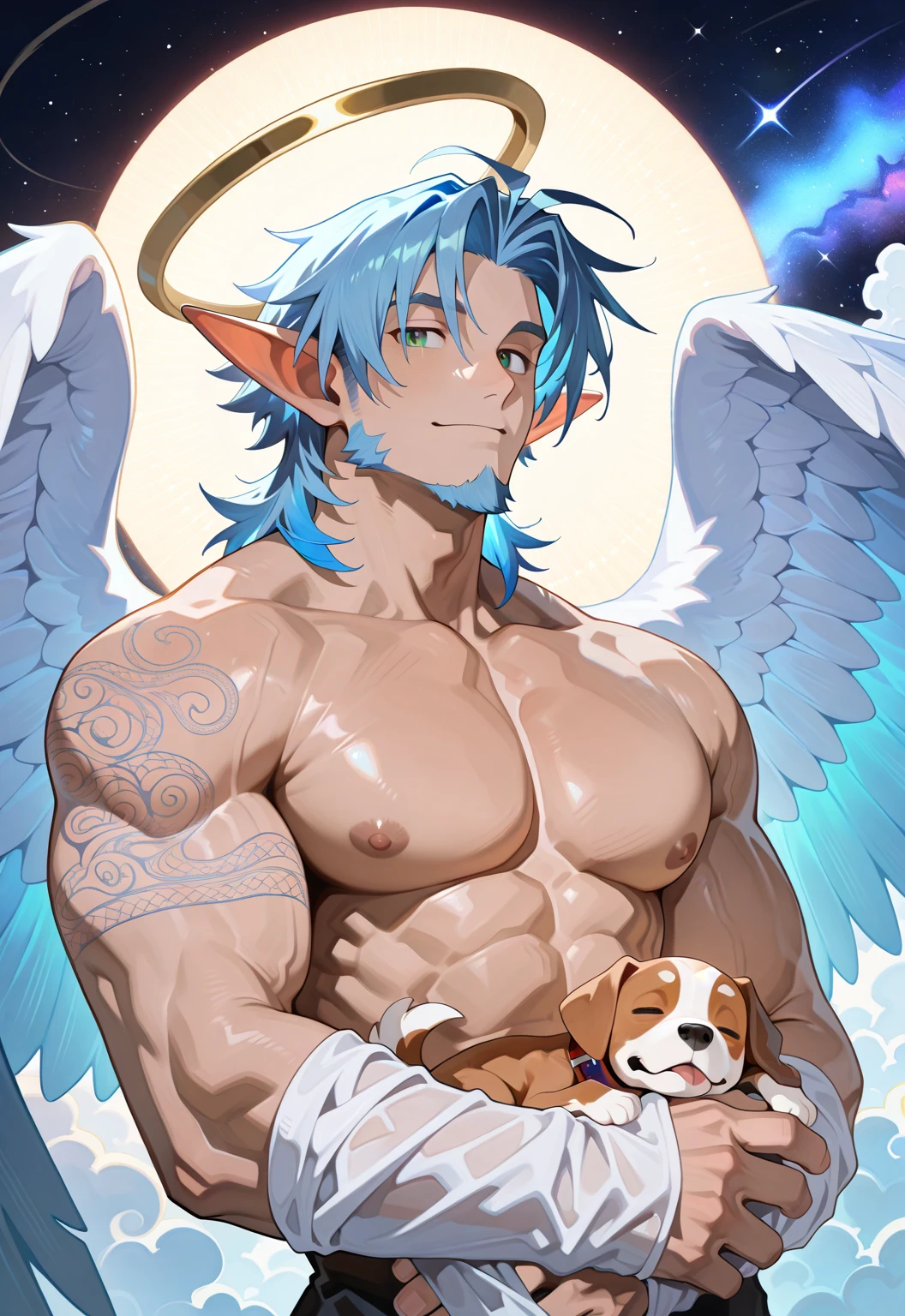 the white tiger，With angel wings，furry，boxer
