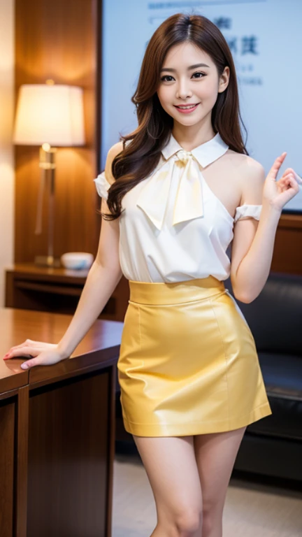 The painting style is soft, childish and cute, rich in ancient style, flowing and moving, fleshy and full, girly heart, sweet and lovely, flight attendant uniform, simple atmosphere, loose and comfortable, orange tone, bright and soft lighting. The figure is fat