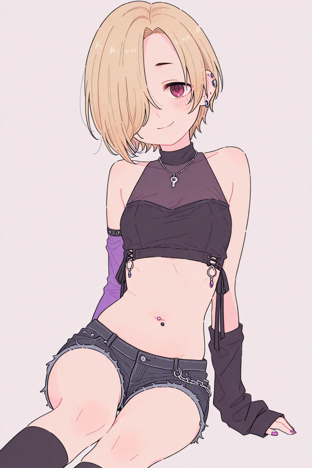 chica sexy , b-2 nier automata, medium breasts, short skirt, black top, choker , thigh strap  , annoyed , sexy