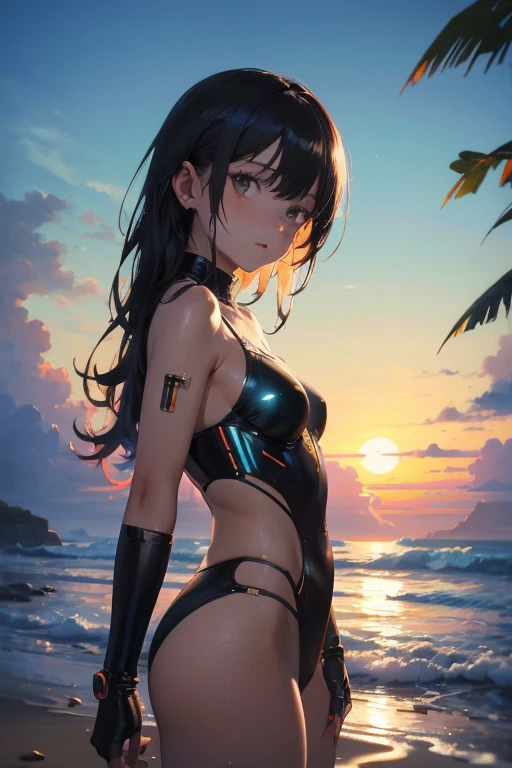 Highest quality, Anime Moe Art Style,Best Anime 8K Konachan Wallpaper,pixiv Contest Winner,Perfect ???????, break,(Please draw a picture of a girl in a Swimwear walking on the beach.),break, One is an unlucky beautiful girl.,(alone,In addition,,14 years old:1.3),,Complete limbs, Full Finger,  short hair, amount, (Hair on one eye:1.4),Small breasts, Small Ass, Beautiful attention to detail, Well-proportioned pupils,Between the legs, Wet, Glowing Skin, Cowboy Shot, Hair Clip, Swimwear, At the Beach.break,Very detailed,High resolution,Very detailed肌, 
Optimal lighting with AI, shape,
