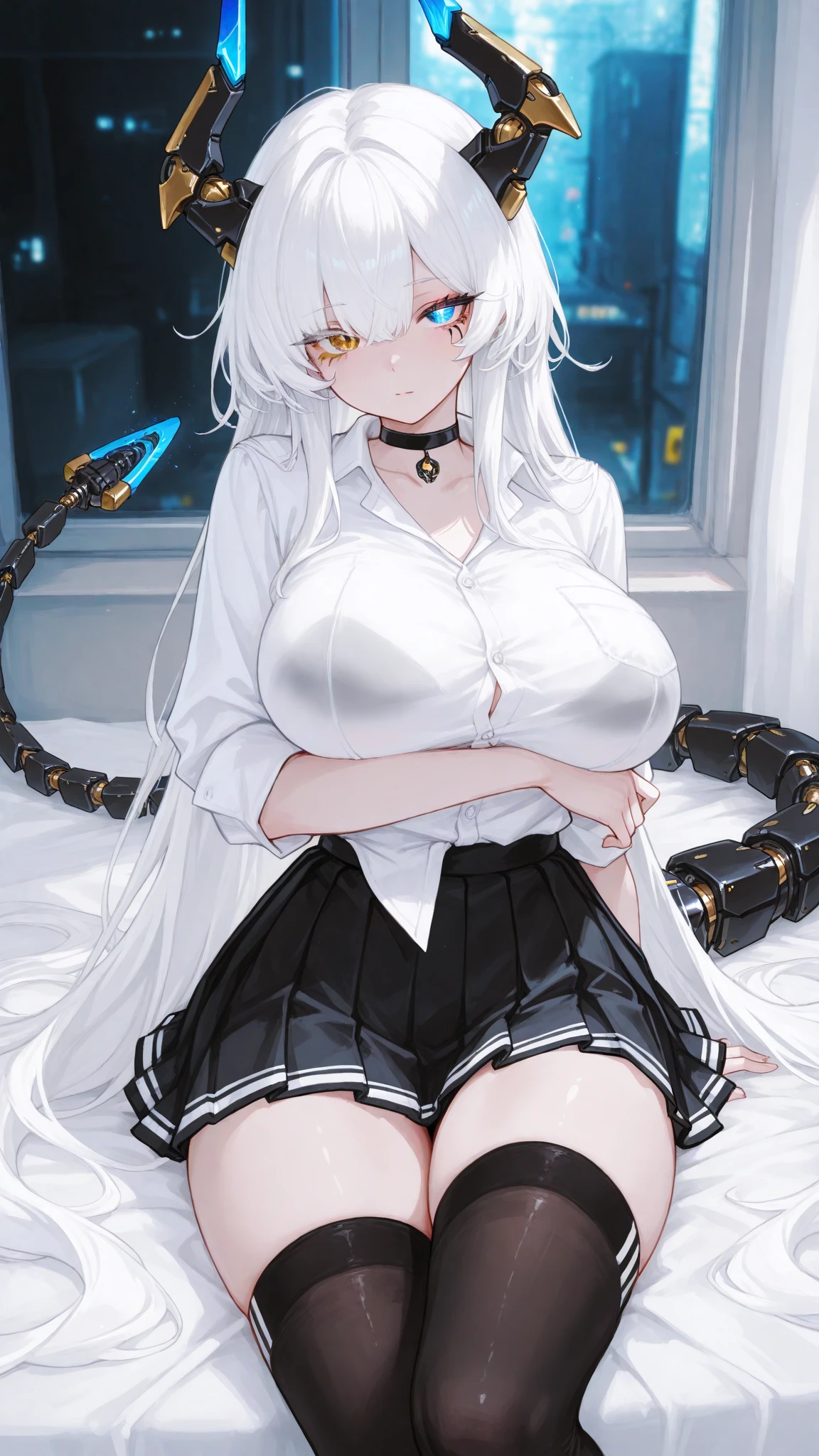 1girl,solo,rope, bondage,bdsm,restrained, sitting,chair,white hair,  huge breasts, , collar, chest harness,navel,harness, electricity, ,lightning, ahegao,tears,blush,