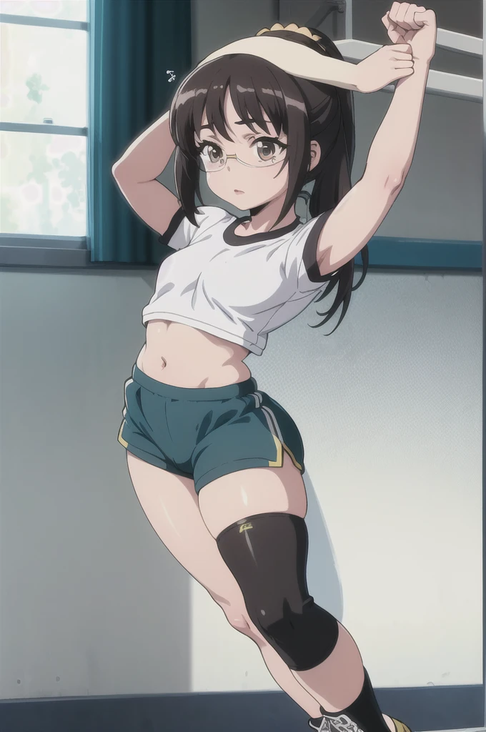 (masterpiece、Highest quality、Highest quality、Official Art、Beautiful and beautiful:1.2)、(One girl:1.3)Hatsune Miku、Twin tails,Beautiful breasts,masterpiece, ultra Realistic, 32k, Very detailed CG unity 8k wallpaper, Highest quality
(masterpiece, Highest quality, High resolution, High resolution:1.2), Very detailed, Realistic, Intricate details, One girl, alone, Black Hair, Long Curly Hair, bangs, Captivating smile, blush, freckles, Wear gym clothes, Pants pull down, (Small breasts, Thick thighs, Wide Hips), (Cinema Lighting, sunlight, Volumetric), locker room, View your viewers, In-person audience, From above, Cowboy Shot, (masterpiece,Highest quality:1.5)
