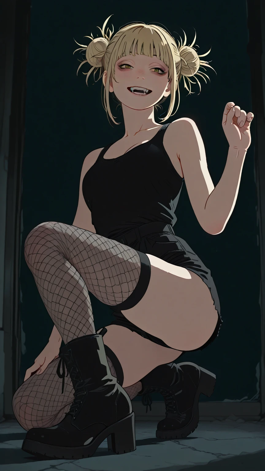 score_9, score_8_up, score_7_up, source_anime,source_anime, 1girl, FF8RINOA, torn black corset strapless,  medium Breasts hanging, white hairband, black choker, long legs, spread legs,  black platform high heels sandals,  black miniskirt sexy, pillory, bend over, tiptoes, tiptoes in heels, standing tiptoes, stockade, side shot, full body shot,  Bathroom background. 