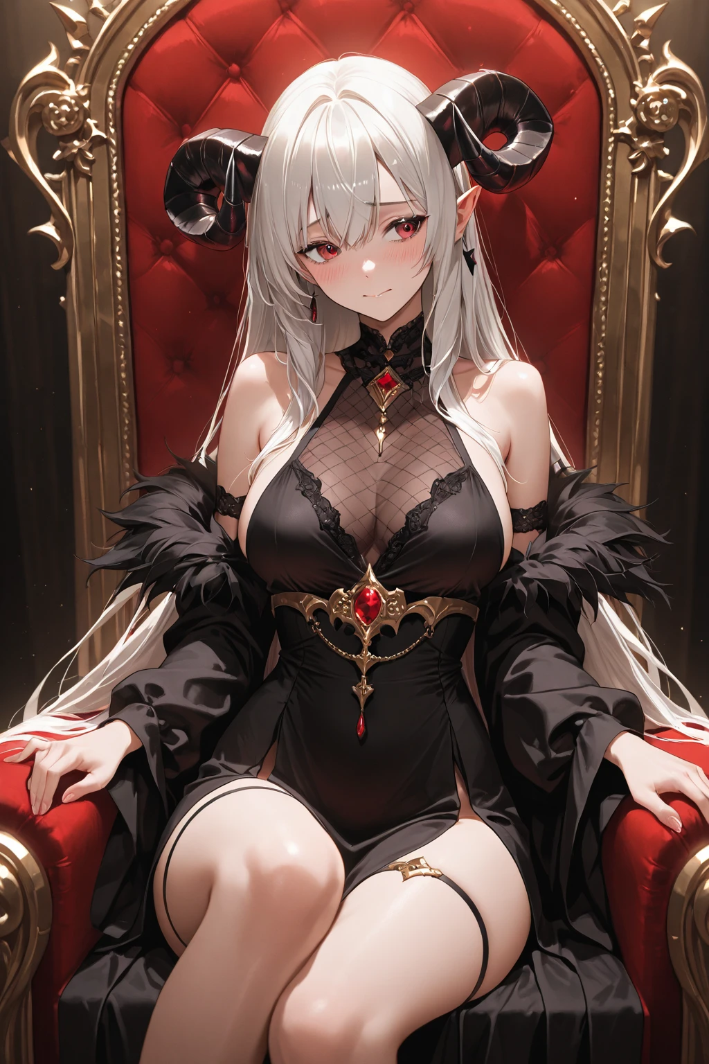 Highest quality, masterpiece, Ultra-high resolution, female、Big Breasts、美少female、Pure white skin、vampire、背中だけにvampireの羽、vampireのしっぽ、Waking up in a coffin