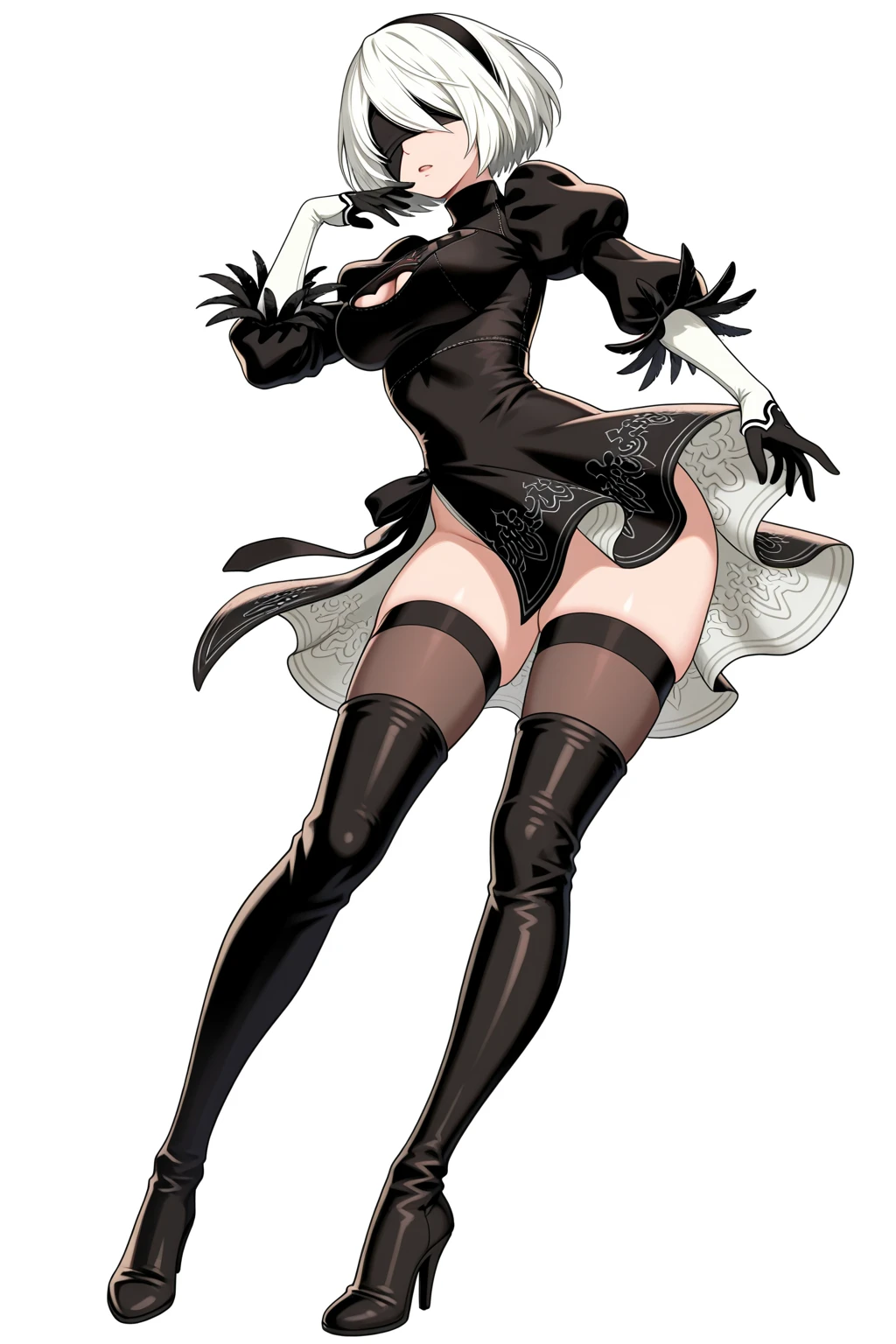 anime, beautiful face, highly detailed face, 2 perfect legs, highly detailed red eyes, highly detailed background, perfect lighting, accurate arms, accurate hands, accurate fingers, full body, 1girl, solo, Arima kana, oshi no ko, indoors, detailed heels, beautiful short red hair, detailed thighhighs, absurdres, high res, ultrasharp, 8K, masterpiece, looking at viewer, teasing smile, BREAK (detailed black sexy body stocking:1.2), (intricate all lace:1.4), (beautiful black heels:1.2), (transparency:1.6), standing up, (sexy pose:1.3), (detailed black heels:1.2), (full body:1.2)