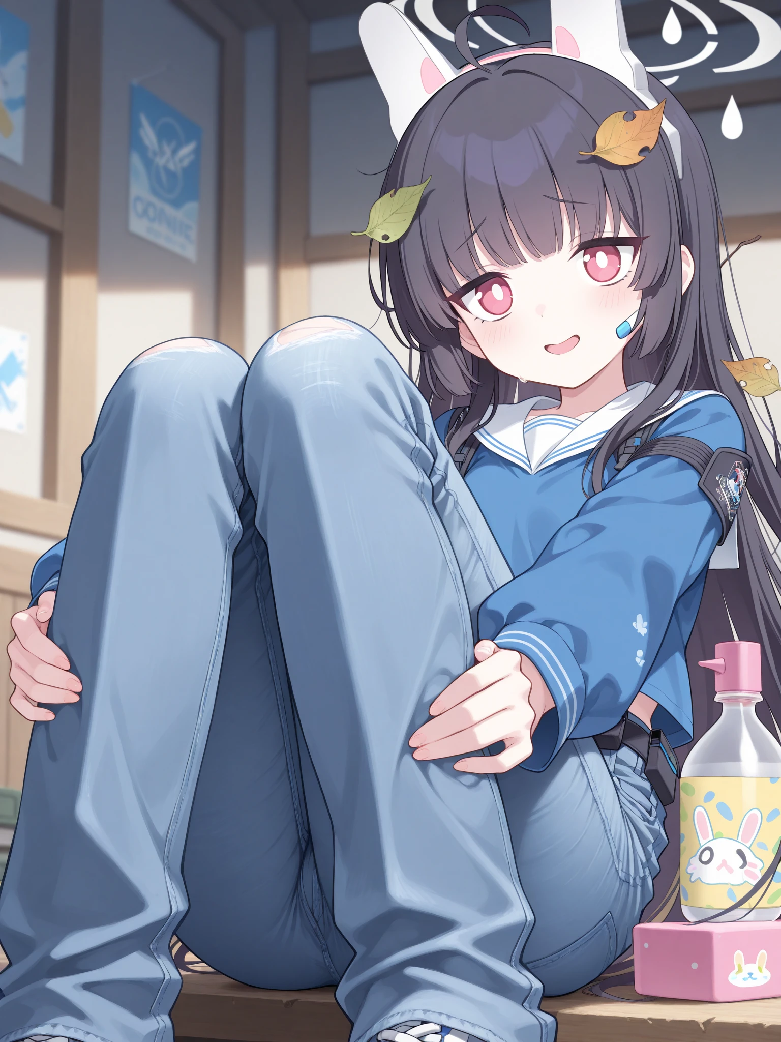 score_9, score_8_up, score_7_up, score_6_up,score_5_up, source_anime, source_furry, anthro, furry, female, fox girl, hadrian, solo, black hair,baggy blue and white track suit,baggy blue and white track pants,glasses,black hair,low twin braids, ,desk,sitting on desk,foot up,barefoot,soles,foot focus,paw_sloe,sharp_toenails, pawpads, from below,anklet,bare legs,chalkboard,