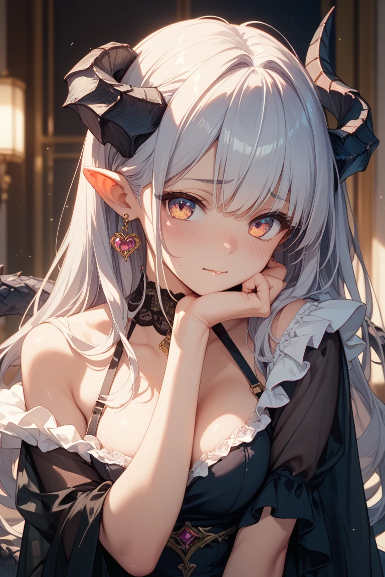 (*****, top-quality, 8K, masterpiece, Top image quality, Hi-Res, super detailing, Ultra HD, best quality, detailed background, (hyper detailed, intricate detail, Detailed hair ++, detailed eyes ++, raytracing, perfect shadow, enhanced eyes), (Delicate and smooth skin, real looking skin, Perfect and beautiful face ,Perfect and cute face, high detail skin, Perfect limbs)), girl , ass , barefoot , black gloves , black hairband , black pants , blush , butt crack , depth of field , earclip ,embarassed facial expression, fallen down , hair flower , hair ornament , hair tubes , halo , long hair , looking at viewer , pov from above, view from above, medium breasts , lying on floor , lying on stomach , open mouth , taking pants off, pulling panties up, pointy ears , purple eyes , solo , striped hairband , tile floor , topless , underwear , white flower , white hair , white panties