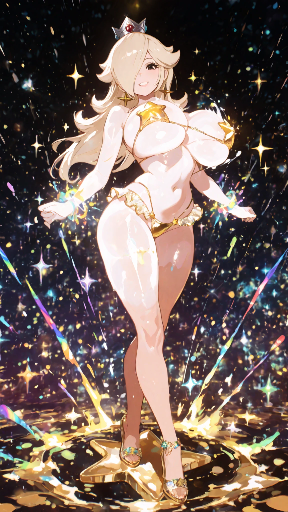 (Solo, 1girl in), (absurderes, ,hight resolution, official wallpaper, poster for), (masutepiece, Best Quality:1.2), (Illustration, Realistic), (perfect  detail, highest details, ighly detailed), Dramatic light, Tsukino Usagi, (Sailor Moon, Blonde hair, Twin-tailed, circlet, Jewelry, Crescent Earrings),((Print Lingerie), (print bra), (printed panties), white thighhig), (dian, mall, Clothing Stores, materia), (blush, excited, Happy, Smile, Open mouth, shopping bags, gushing, Sweat)，Long legs，high-heels，full body Esbian，Moderately meaty，Glamour，bighip