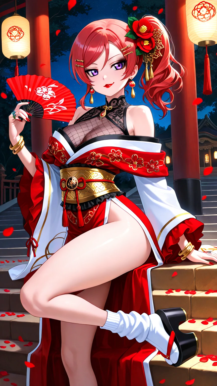 (full_body)、Woman、red_background、(big_breasts:1.5)、parasol