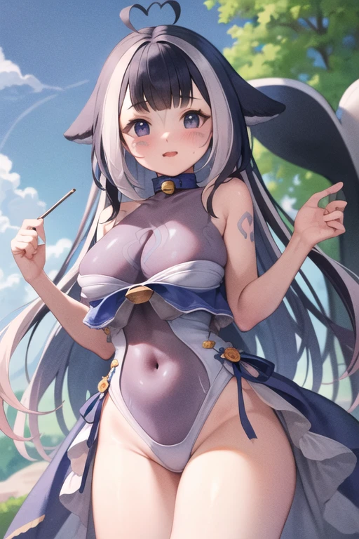 Cat Girl with catears, nipples Covers, panties,  Heart sparks, Masturbation 