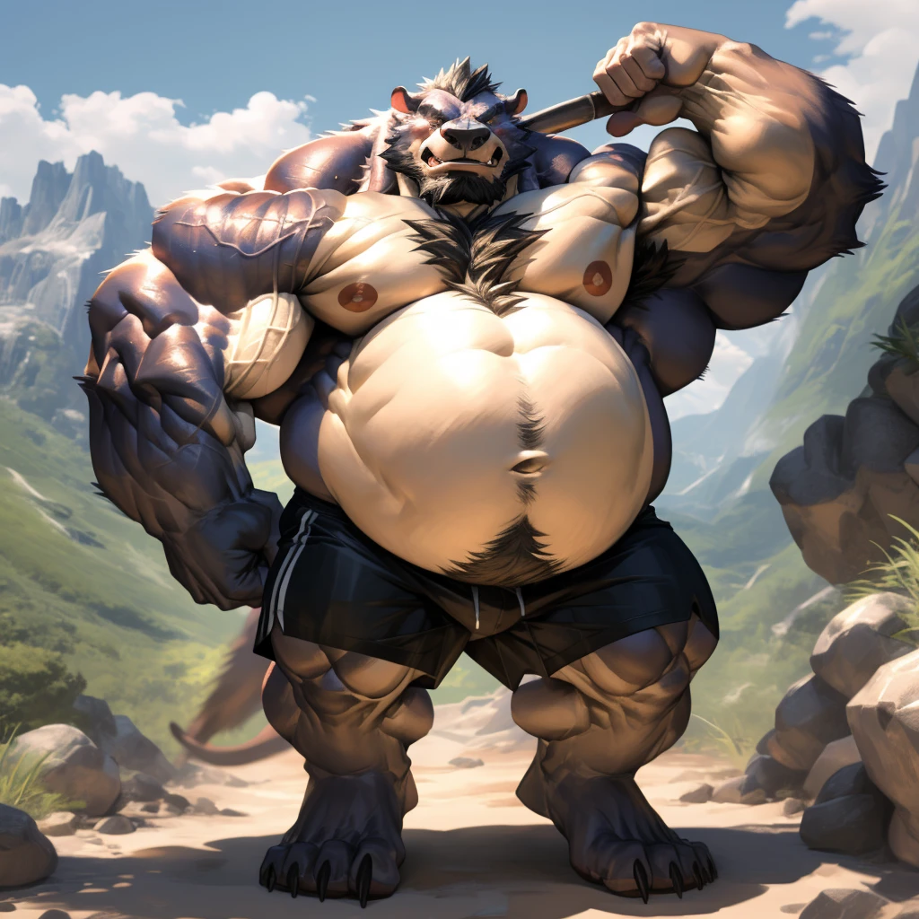 lindong, lucusold, lanxus, a man with a huge belly, furry boar, hog, macro, city, ((fat ripped:1.2, overhang, chubby, more chubby, fat, very huge belly:1.5, obese, massive fat)), smile, thicc, lowres, (fundoshi, cum), giant and fat, danbooru and artstation, heavy detailed, insanely inflated hips, nude, proportionally arms, fluffy chest, commission for high res, detailed but rough, semirealistic:1.3