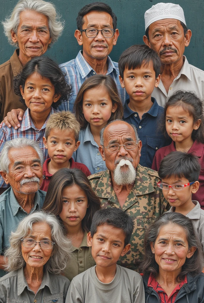 Create an image where you can see the development from childhood to old age