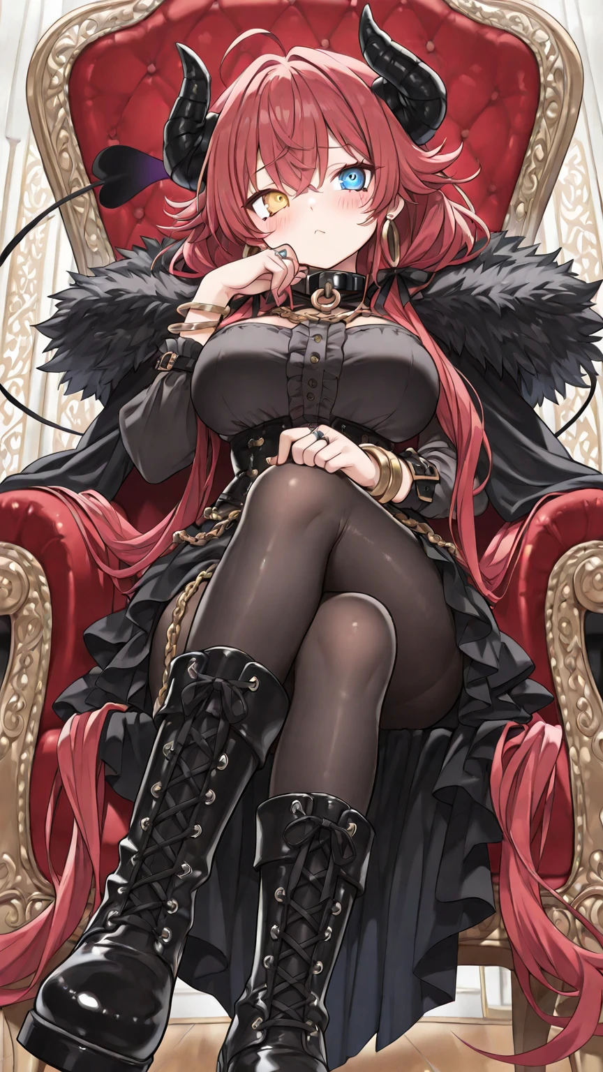 Futanari femdom, with a long cock sticking out of his brayette