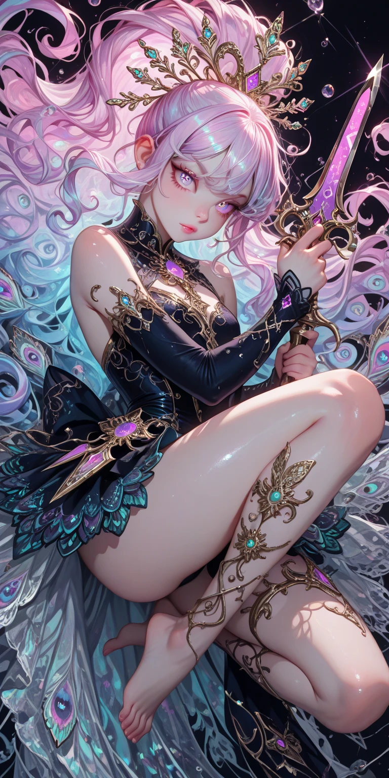 SailorNeptune. Ahegao. saliva, saliva trail. Showing tongue。Forehead. dark Forehead tiara. black eye mask. bat motif eye mask. black headphone