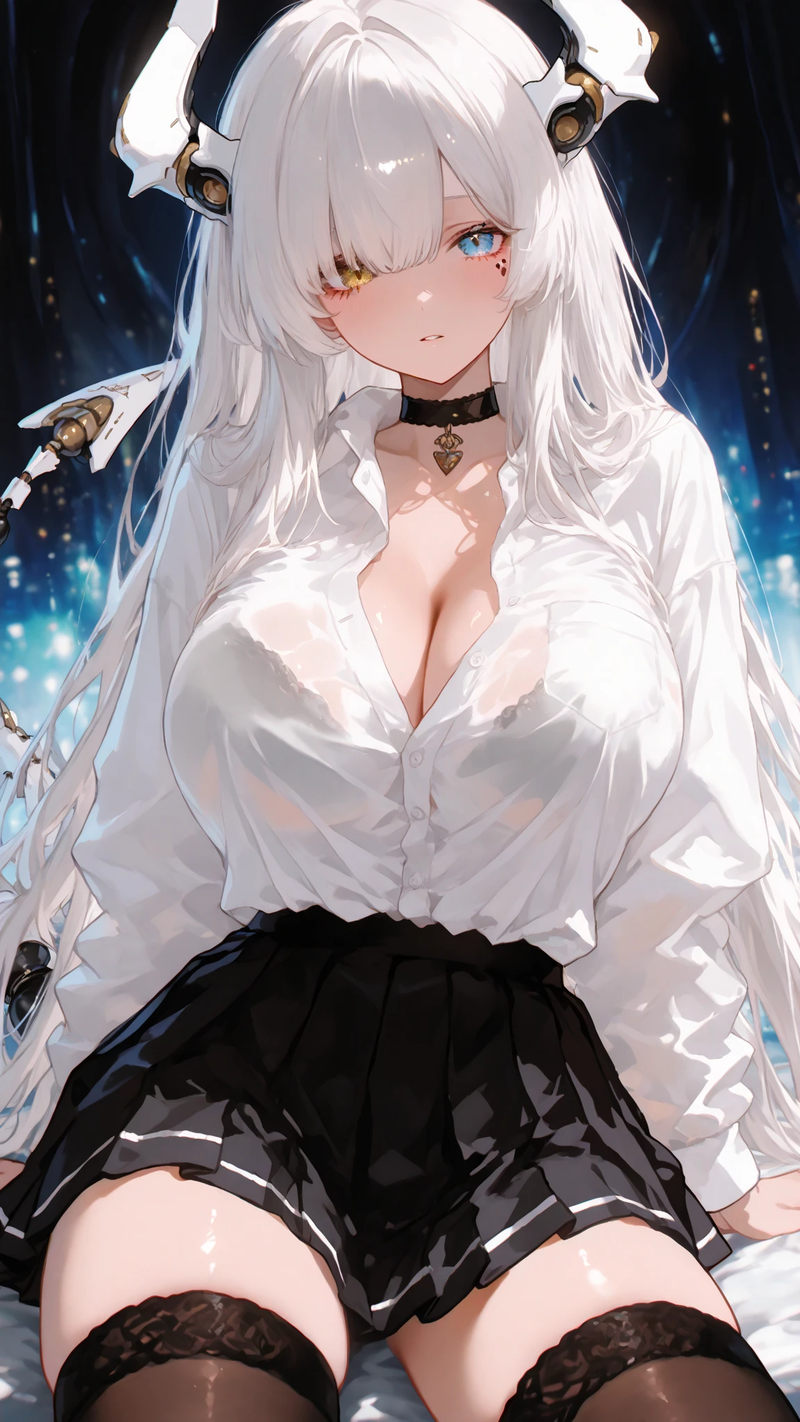 She is half french and Swiss. She has a long   with white hair.She has purple eyes, and she has an oval face, which is beautiful .She has a nice body with soft skin. 
Shy faces, wear white shirt , teenage , Streets style,long black leather pants,black jackets 