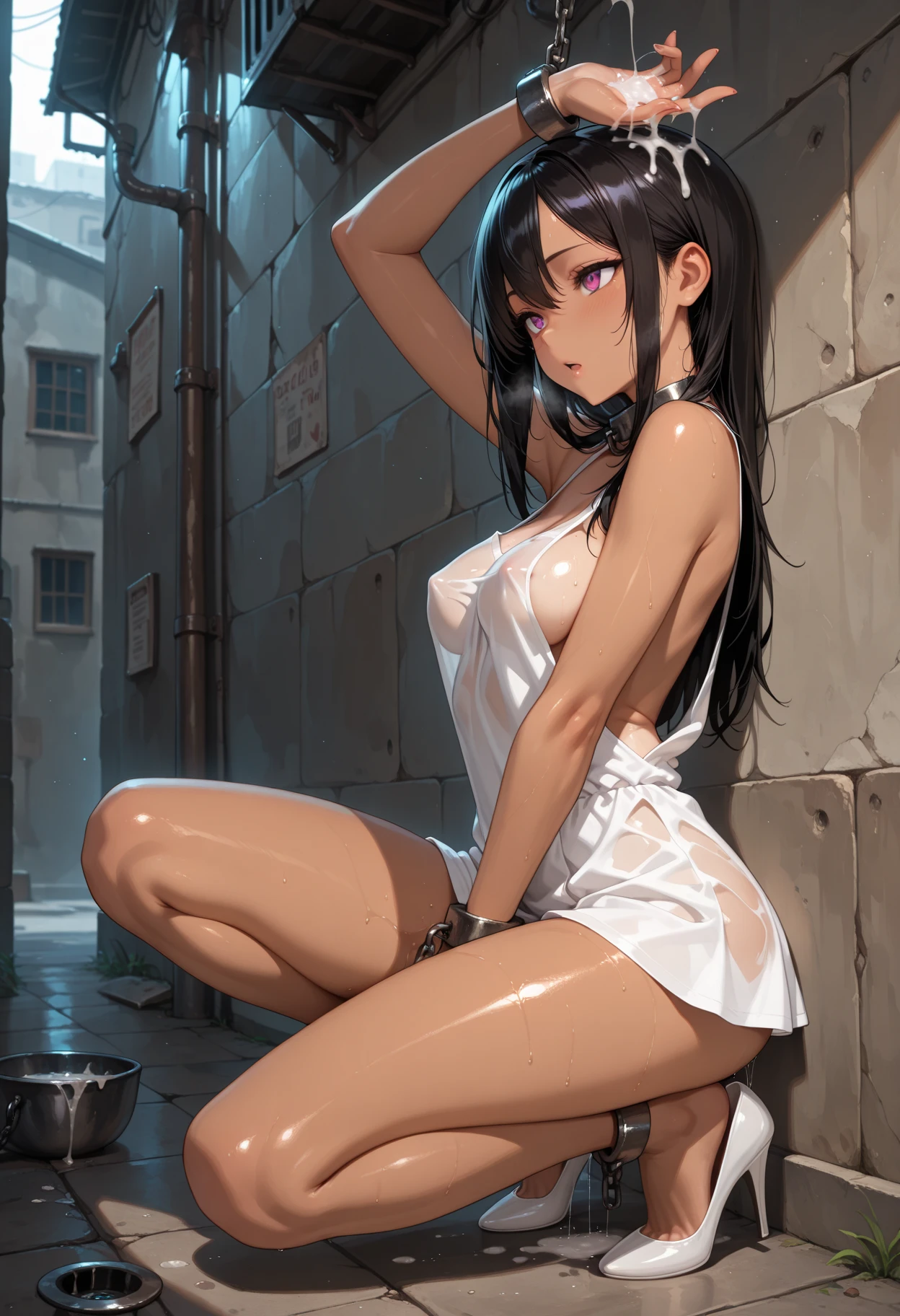 (whole body:1.5),(1 girl:1.3),(Viewer:1.4),(Anatomically correct:1.45),(Dancing under the waves:1.3),(很厚of印花连裤袜:1.4),( Chinese women wear printed fantasy tight pointed high heels :1.35), (Light particle effects:1.3),(粉紅色of | of | 蓝色of| 绿色of |红色of | 白色of| 黑色of| 紫色of| 灰色of| 淺褐色of| Flesh color 1.4),(发光of眼睛:1.3),(Large-scale movement: 1.3),(精准完美of脸型:1.4),Ultra HD, Ray Tracing, reflected light,Quite accurate, Awards, High Detail, Lighten the shadow contrast, Facial lighting,Movie Lighting, masterpiece, Super Detail, high quality, High Detail, 最好of质量, 16K,High contrast, (Wet clothes:1.4), Bare shoulders, 真正of雨, 濕of頭髮,..sweat,whole body是水,Crotch water flow