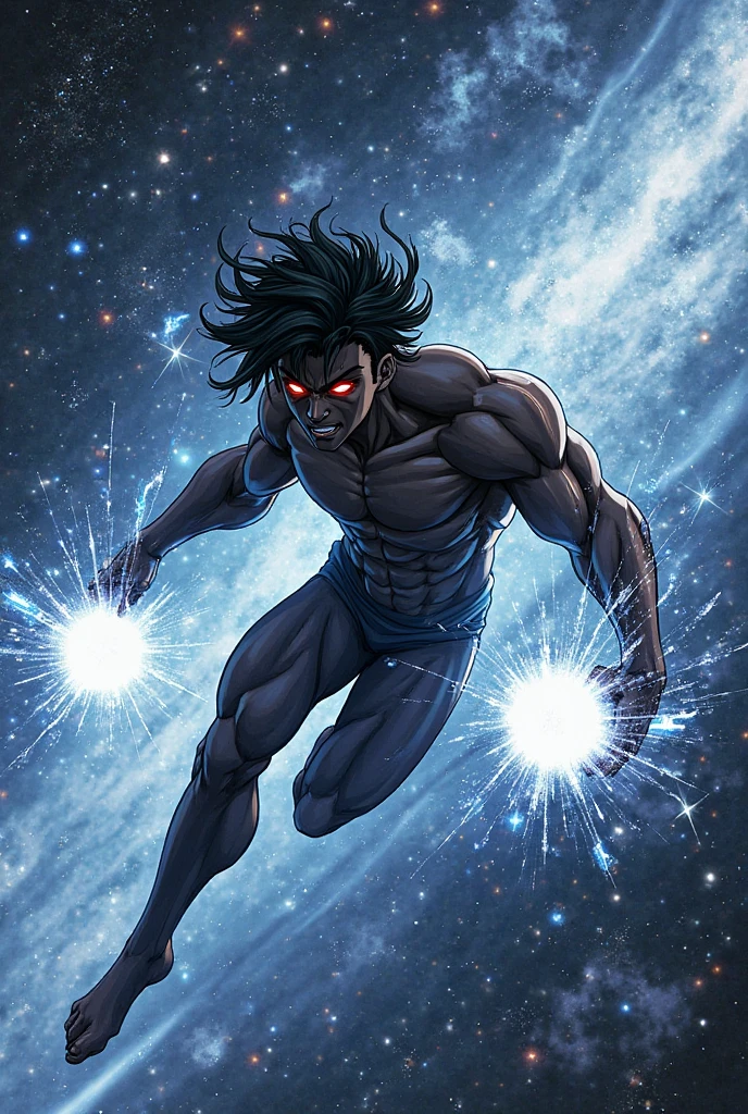 A black cloud electrified with lightning and lightning, His symmetrical body looks like a man's, but not the man, Your body is made of every aspect of the universe, His character expresses love, goodness and justice.
