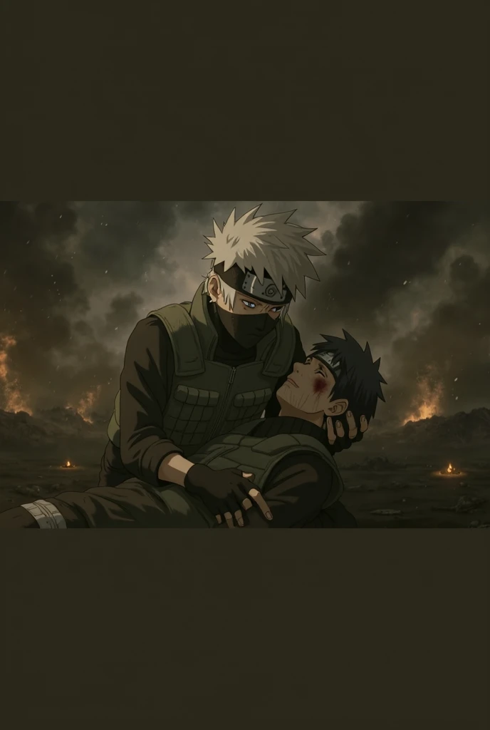 Kakashi pierces a woman's heart with a lot of blood in place of the heart