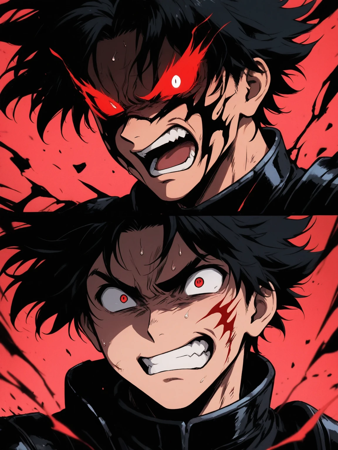 A young boy with devil-like wings is wearing a hero suit,Mouth wide open with expression of pain,Sweating and drooling profusely,Semen dripping from his huge erect penis,A strong, well-trained body like a bodybuilder,A large amount of ,Orgy,self-sucking,Masturbation,Hero Suit,Crying face,Devil Body,Biggest muscles、Across the muscle,Face facing up,rape,dorsal position,The people around me are regulated by Venom.