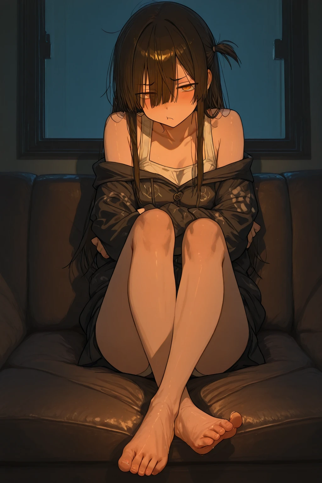 ((Correct Anatomy)),((Lace panties)),((high school girl)),((school uniform)),(((Pleated mini skirt))), ((White blouse)),((Beautiful legs)),((Beautiful feet)),((Correct Anatomy)),((Crouching on the stairs)),Ultra-high resolution, Mature Woman, Mature Woman, Very detailed, ((Big Tits)), Perfect hands, Detailed fingers, Beautiful details, (((Black knee-high socks))),((Long black hair)),((ponytail)),((Beautiful feet)),Black choker, Earrings,loafers,(Black Pantyhose), (Black Stockings),Perfect Eyes, Seductive eyes,School stairs