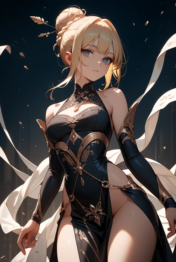 score_9, score_8_up, score_7_up, score_6_up, uncensored, artoria pendragon (lancer alter) (fate), sillver hair, braid, tiara, yellow eyes, BREAK (masterpiece:1.2), best quality, high resolution, (detailed eyes:1.3), perfect lighting, (perfect hands, perfect anatomy), large breast, rating:safe, 1girl, solo, bow_(weapon), muscle, weapon, back, breasts, tattoo, muscular_female, from_behind, looking_back, quiver, expressionless, hollow eyes,