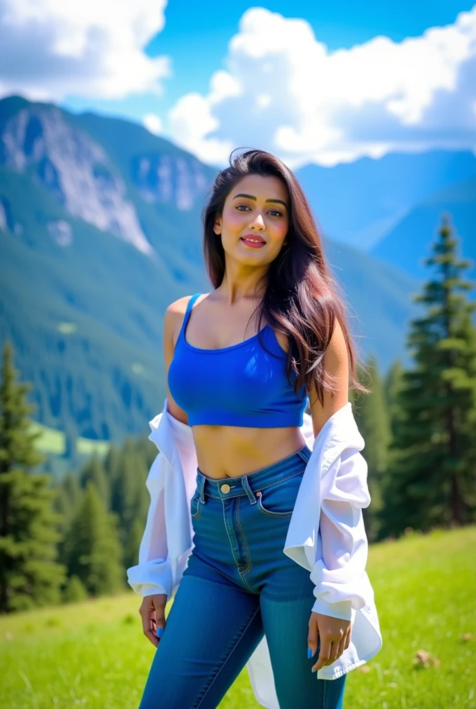 a girl wearing a black bikini top, beautiful detailed eyes, beautiful detailed lips, extremely detailed face and skin, long eyelashes, graceful pose, outdoor beach scene, blue sky, white clouds, sunlight, golden sand, waves crashing, serene ocean, photorealistic, highly detailed, cinematic lighting, vibrant colors, masterpiece