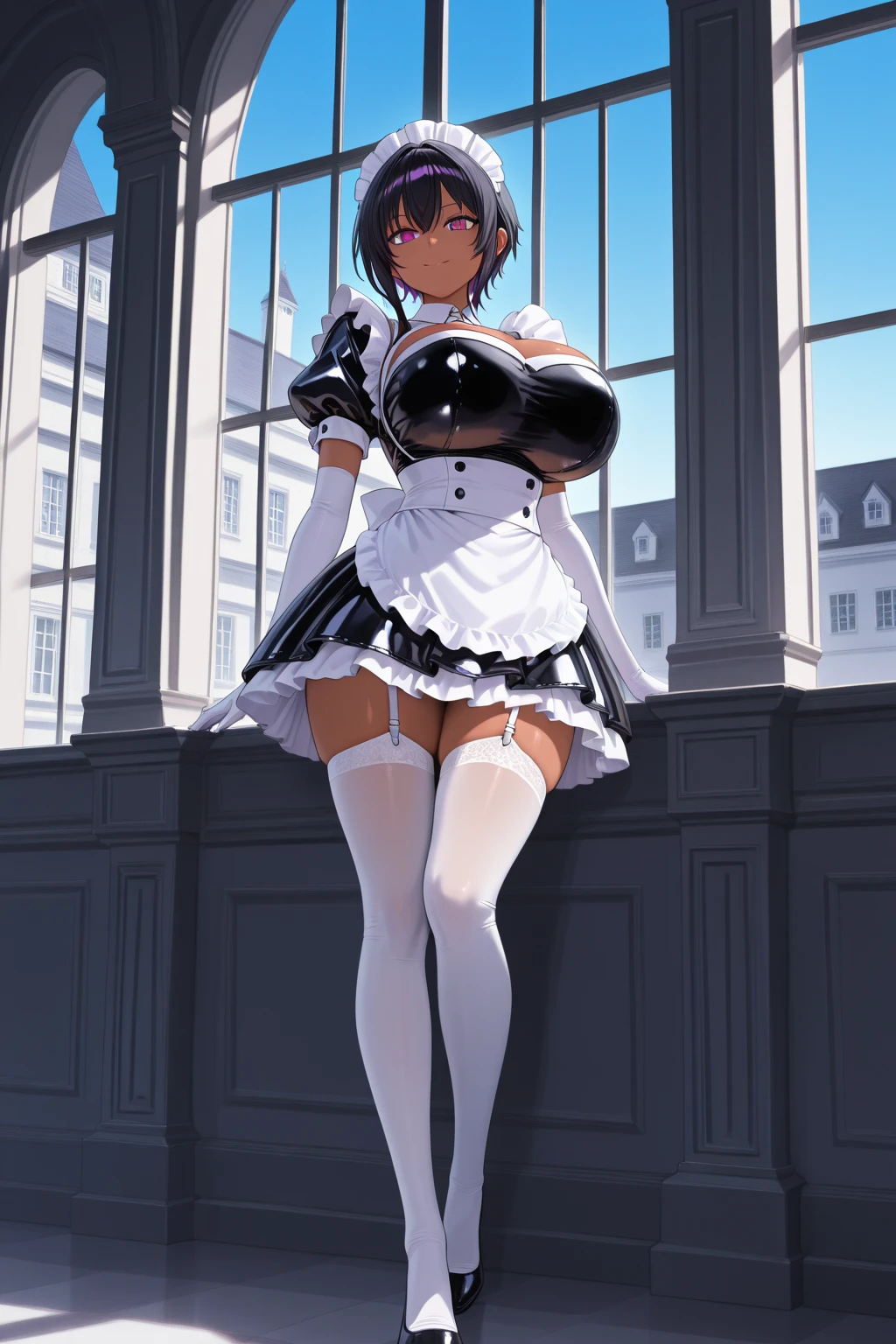 8K、An ultra-high picture quality、Best Quality、Finest quality、Highly detailed image quality、room、standing, Realistic Woman、Outstanding smile、Japanes woman、1 girl、45-year-old woman、married woman、(embarrassed:1.3)、(curvy body:1.5)、a navel、short black hair、Shiny skin、greaming skin、high gloss skin、gigantic breasts、(playboy bunny, black rabbit ears, wrist cuffs, black leotard, brown tights:1.5),arms behind back, looking at viewer、BREAK (A sealed room surrounded by a suspicious dark atmosphere:1.8)、