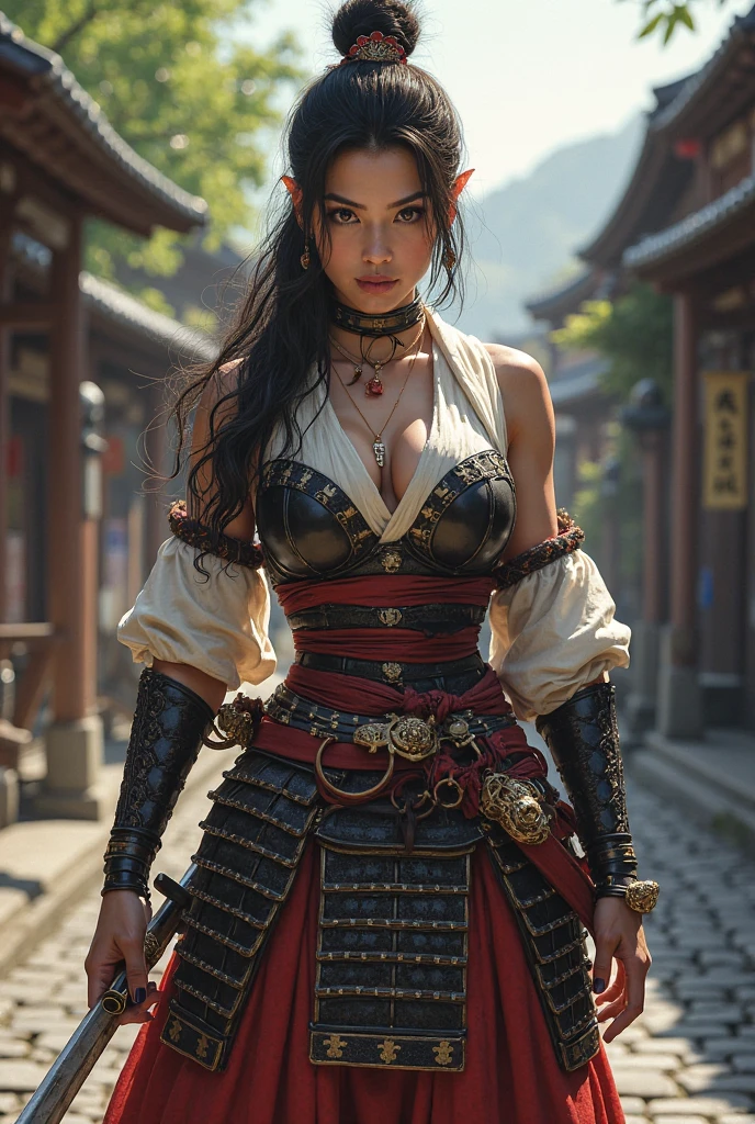 (masterpiece, highres) <lora:add_detail:0.5>, <lora:epi_noiseoffset2:1>, <lora:PhilippaW:0.8>
PhilippaW, 1girl, solo, long hair, breasts, looking at viewer, smile, black hair, dress, cleavage, bare shoulders, yellow eyes, medium breasts, braid, detached sleeves, twin braids, hair over shoulder, hands on hips, realistic