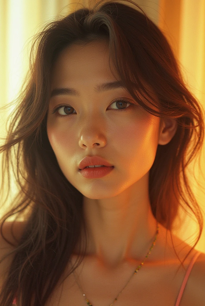 8k,Highest quality, masterpiece, Ultra-high resolution, (Realistic:1.4), RAW Photos, (Real skin texture:1.3), (Film Grain:1.3), (Selfie angle),One girl,Beautiful and detailed eyes and face,masterpiece, Highest quality,close,Upper Body,Completely naked,Mouth half open,D Cup,chest
