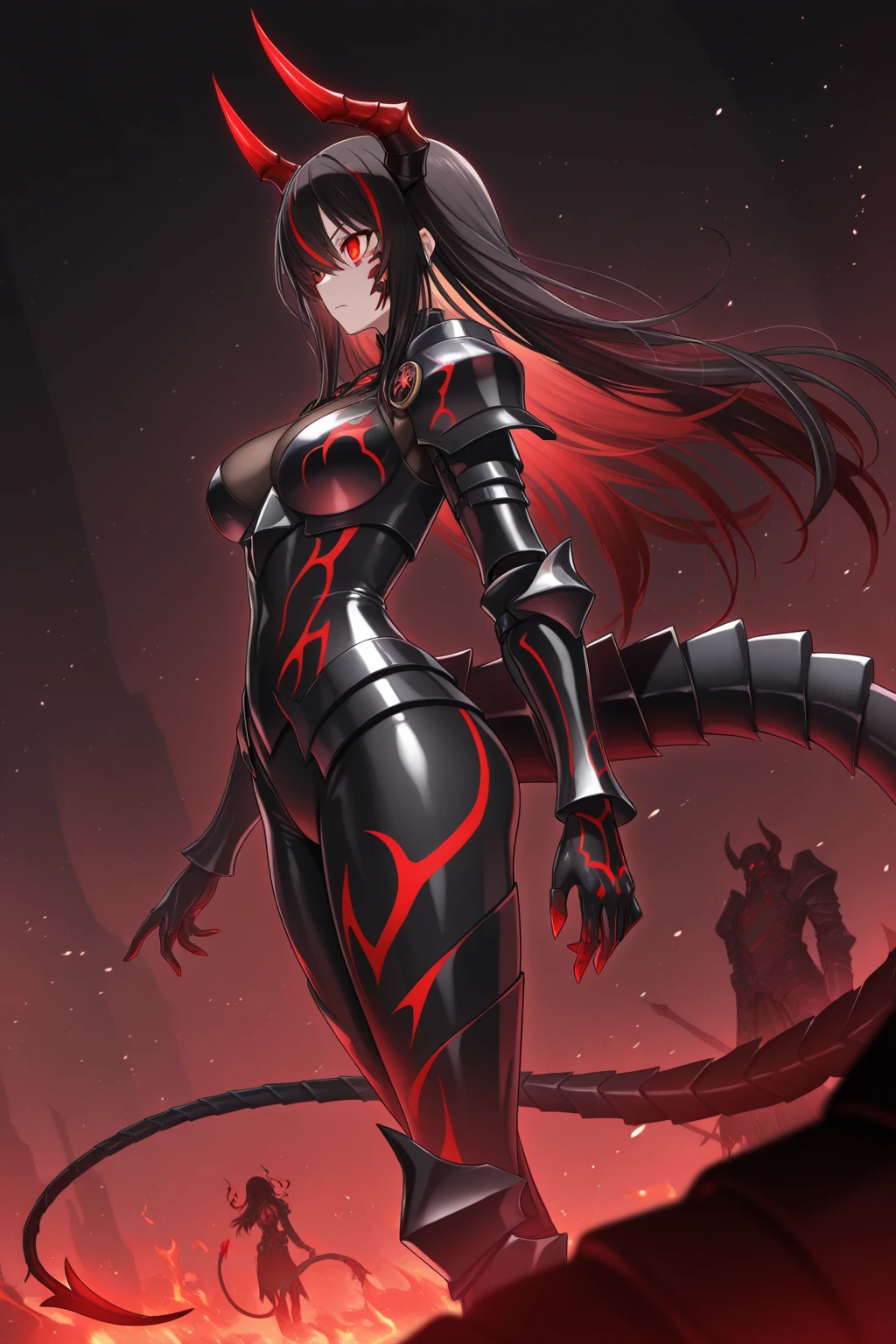 Neon Genesis Evangelion dark fantasy painting of Stunning demonic Infernal Succubus beauty, Emma Watson as Asuka. Full body view. She's Wearing a tiny red plugsuit. Floating in a beach. A vison of intense seduction and raw Sexuality. Perfect symmetrical body features. devilishly seductive look. perfect curvy body figure. Elaborately detailed, Warm Natural light, very detailed, volumetric lighting, ray tracing, concept art