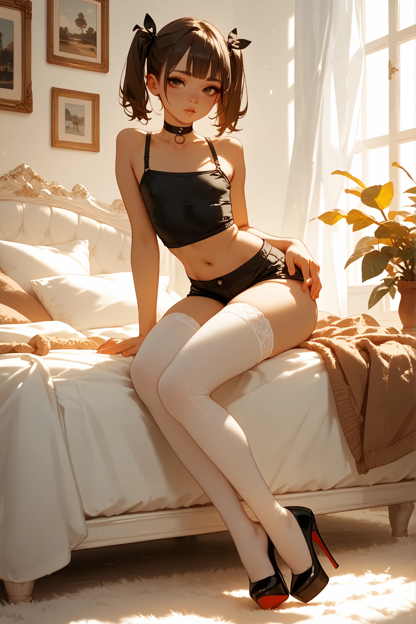 Calhoun full body toe to thead 1girl, bdsm, bedroom dakimakura_(medium) lying on_back on_bed solo