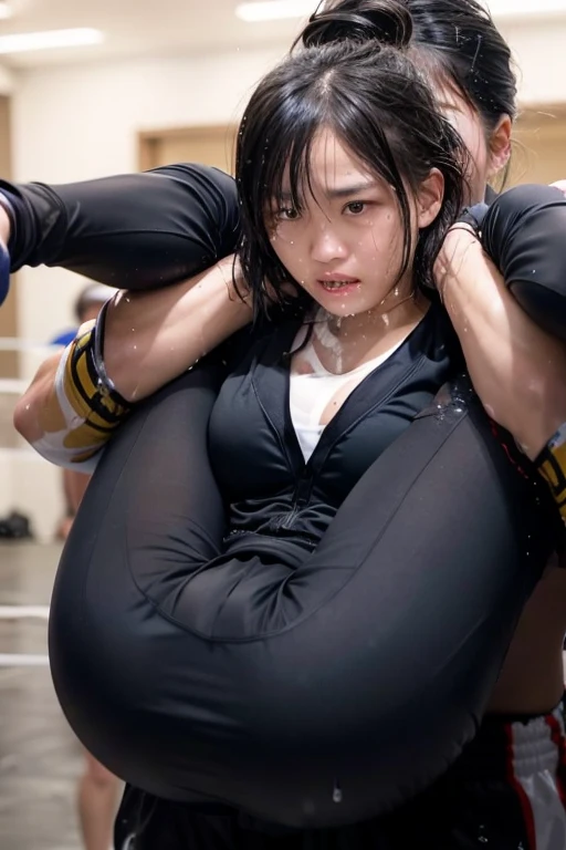 hightquality、​masterpiece、Being tortured、Female professional wrestler&#39;genitalia、Dripping body fluids、torn ring uniform