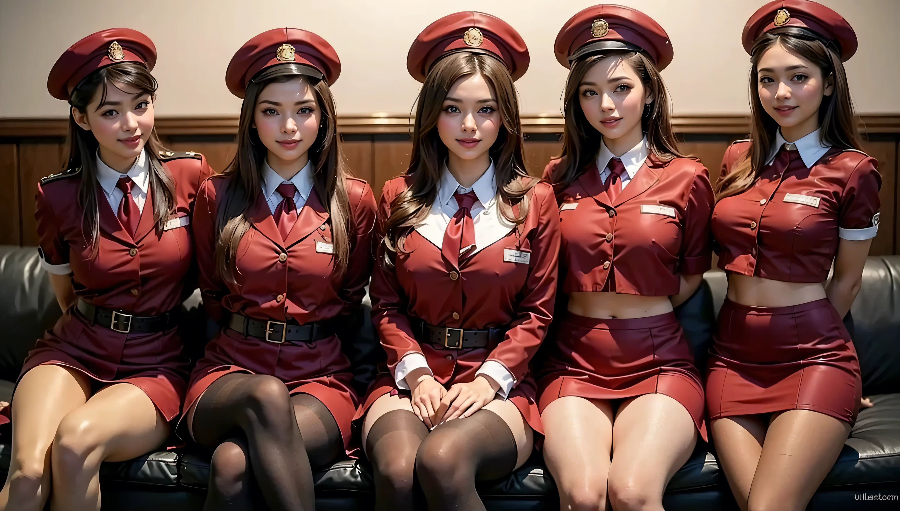 (best quality, masterpiece:1.5), (ultra-detailed, realistic:1.5),4K,(cute,beautiful,woman),(big breast:1.2),(blonde),(stewardess),(blue tight skirt:1.2),(black pantyhose:1.3),(high heels),beauty legs,(smile:1.2),