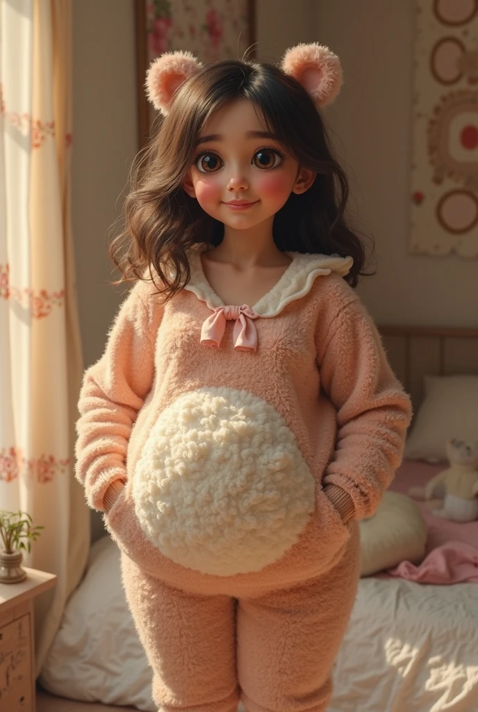 best quality, ultra high res, (photorealistic:1.4), loli, little girl, pregnant, big belly:1.2, blush, smile, looking at viewer