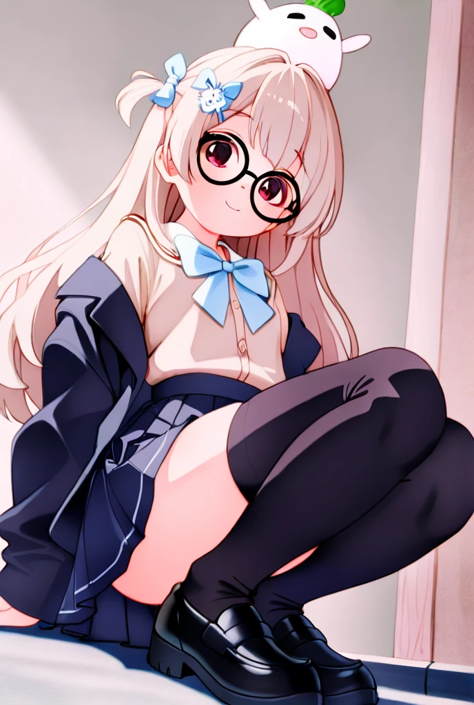 nsfw、BREAK Perfect Anatomy、Highest quality、(cute:1.1)、(cute)、(High resolution:1.2)、Unbelievably absurd:1.3、Incredible illustrations、(cuteイラスト:1.2)、Beautiful background、(1 girl) 、solo)、(10th Generation、JK、Loli face、Small breasts:1.2)、 Blonde hair and blue eyes, Long twin tail hair,Brown muscle 1:2, Cute Hips, slender、,(Sleeveless Sailor、mini skirt、plaid pants、(),White garter stockings、Headphones、Glasses、Bonbon),(squatting,arms behind head,spread legs)(pussy juice:1.4、peeing:1.3,cameltoe:1.5)