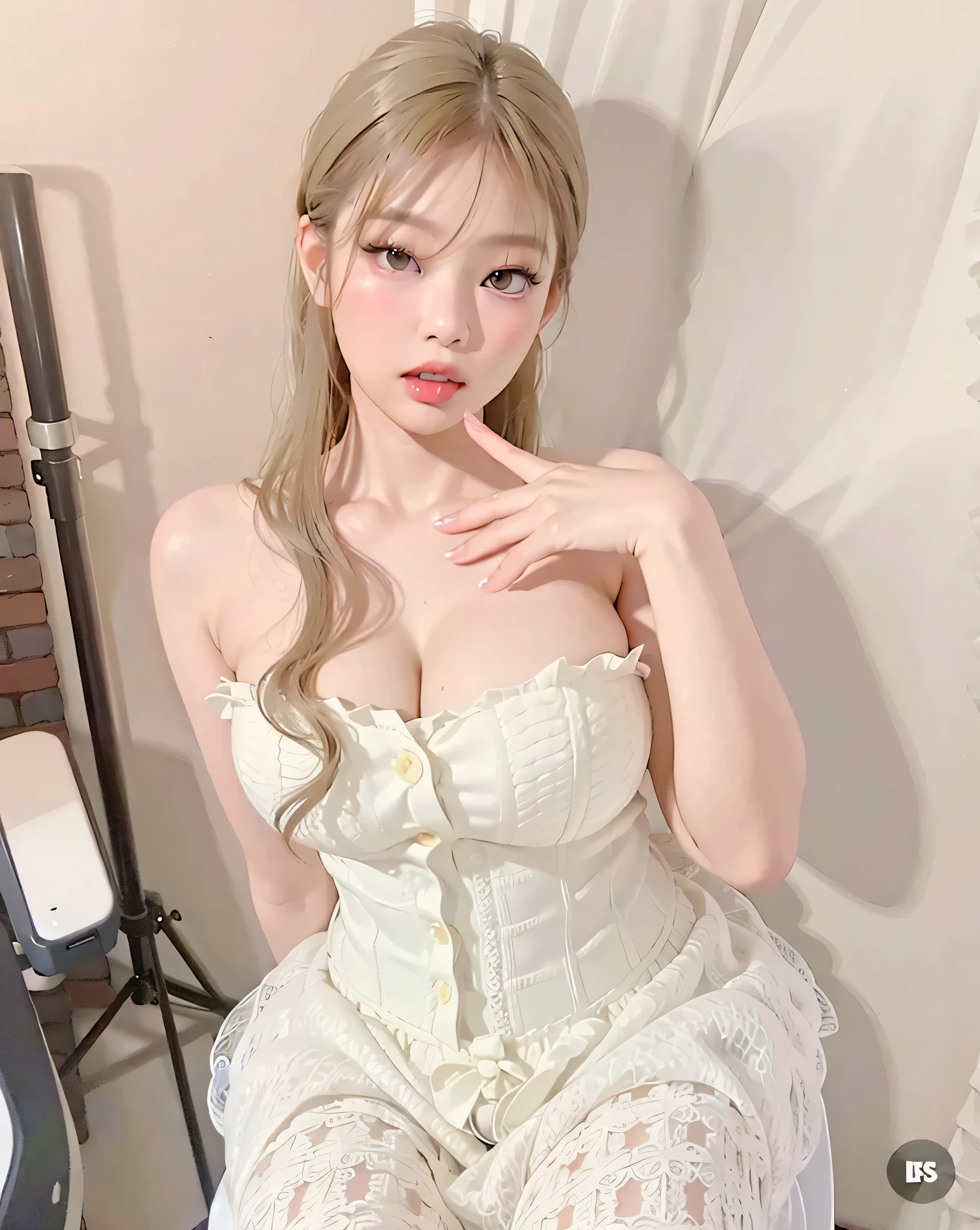 best quality, masterpiece, illustration, an extremely delicate and beautiful, extremely detailed ,CG ,unity ,8k wallpaper, Amazing, finely detail, masterpiece,best quality,official art, extremely detailed CG unity 8k wallpaper, absurdres, incredibly absurdres, huge filesize, ultra-detailed, highres, extremely detailed, beautiful detailed girl, extremely detailed eyes and face, beautiful detailed eyes, light on face,cute, (Kpop idol), (aegyo sal:1), 1girl,18 years old,middle breasts,cleavage,(slim:1.8),(narrow waist:1.2),  (thin thighs:1.4),(hips:1.4), (breasts out:1.5),(thin shoulder:1.4), collarbone, beautiful detailed eyes,light on face,((Cheongsam:1.1)),((full body shot)),Chinese Style background,Particularly strong light,lying,Feminine Expressions,(Flesh-colored silk stockings,Slim legs),(arms behind back),(white hair:1.2),short hair, ((corset)), (cat ears),bar,<lora:koreanDollLikeness_v10:0.5>, <lora:japaneseDollLikeness_v10:0.1>, <lora:taiwanDollLikeness_v10:0.2>, ulzzang-6500-v1.1:0.2